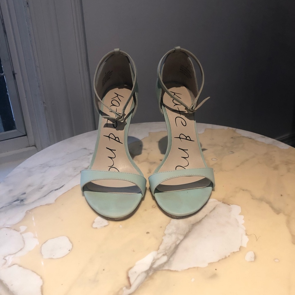 Mint blue heeled sandals